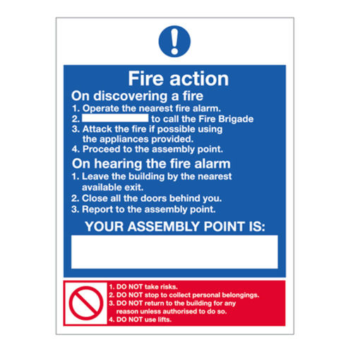 Fire Action Sign (30101V)